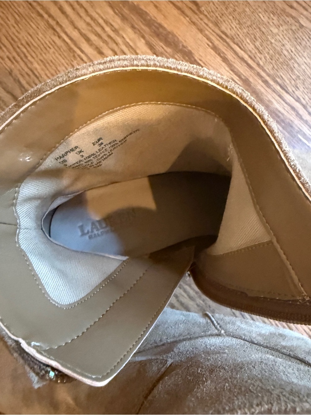 Ralph Lauren Tan Suede Ankle Booties with Side Zip Size 6 - Harpher Suede Bootie - Picture 13 of 16